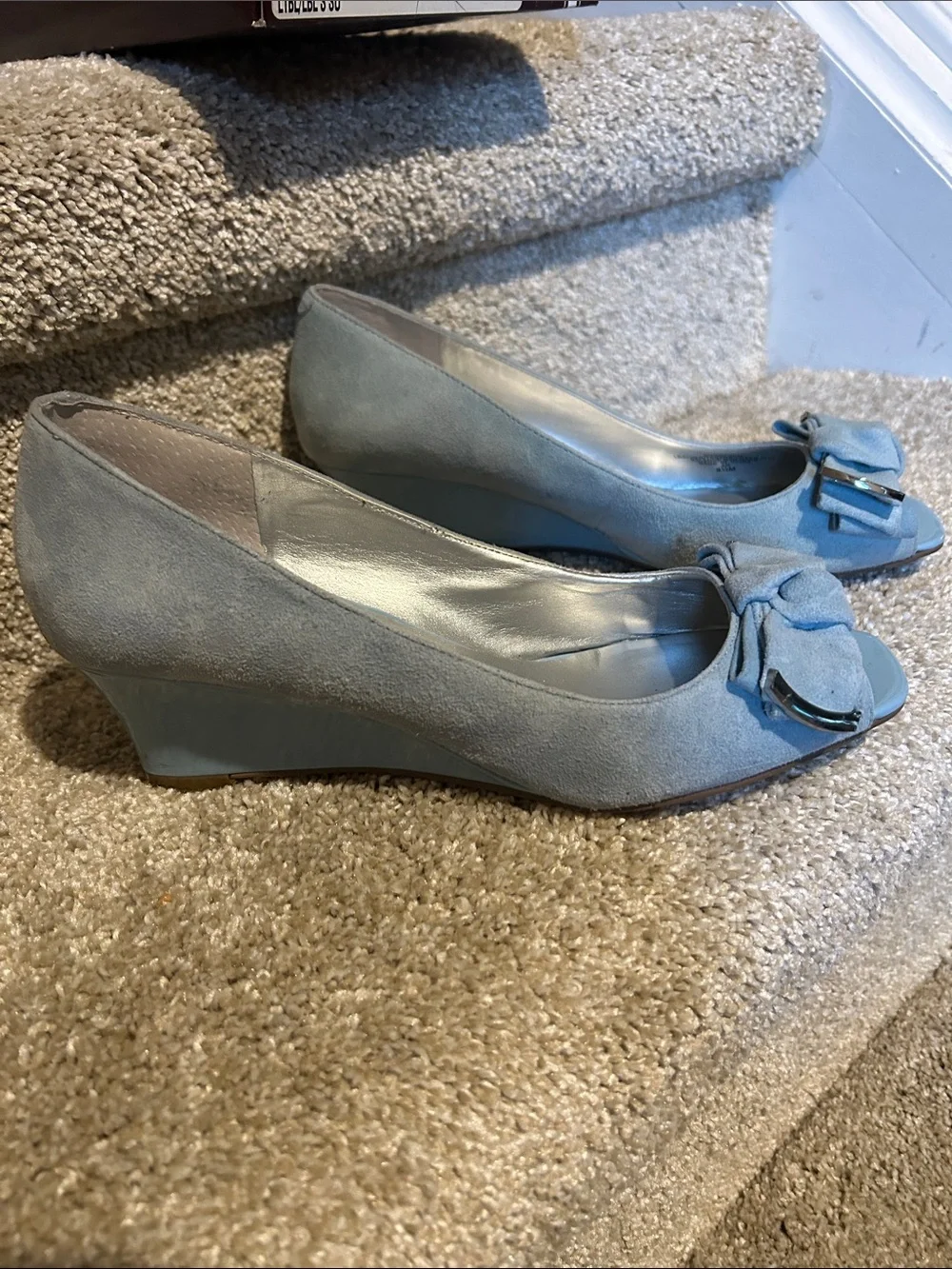 Something Blue! Bandolino Women's Light Blue Peep-Toe Bow Flats